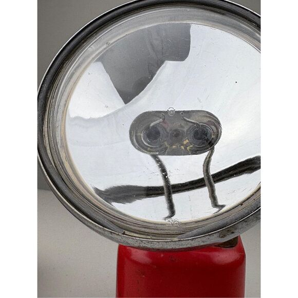 Vtg Teledyne Big Beam 266 Red Metal Flashlights Lantern Combo Railroad Untested - Picture 5 of 13